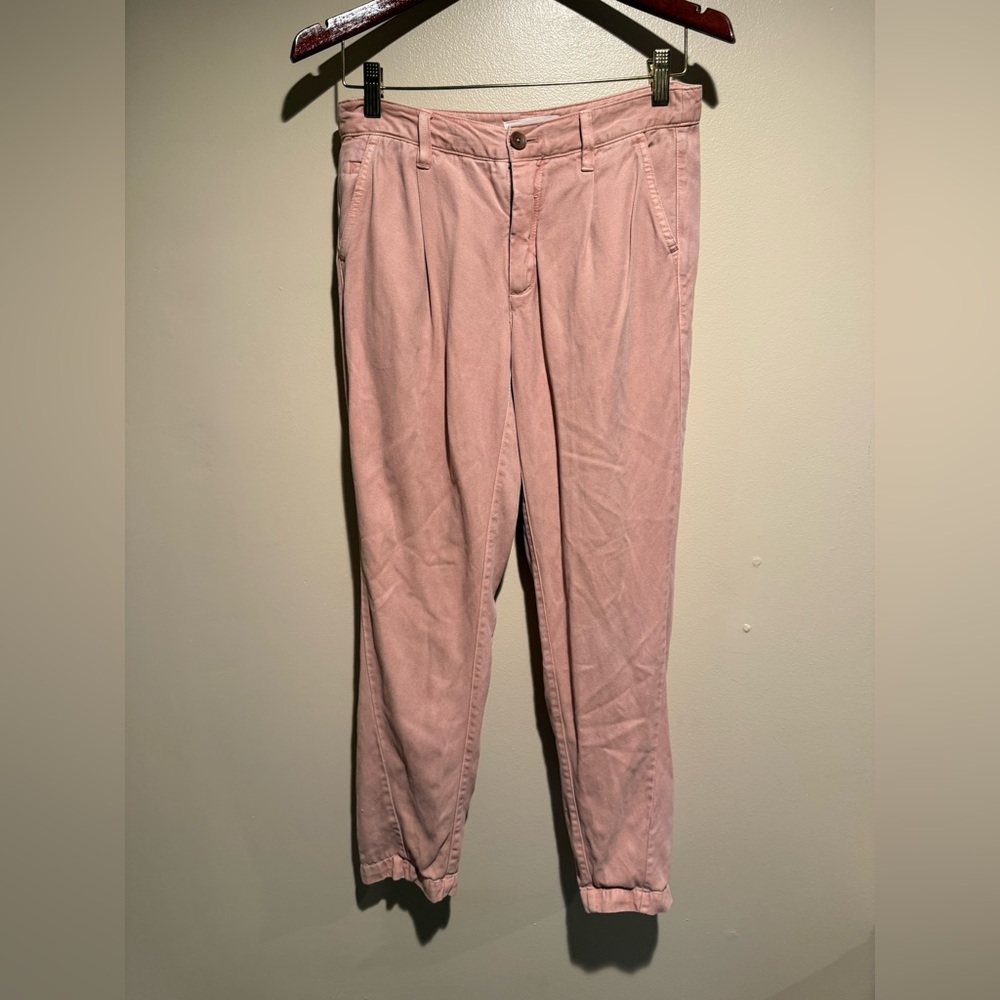 Anthropologie Lyocell Pink Chino Pants relaxed size 26
